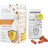 Kurkuma Kapseln mit Vitamin D3 – 185x Höhere Bioverfügbarkeit – Hochdosiertes Mizellen Curcumin – 1 Kapsel Täglich – Entspricht 6.600 mg Kurkuma Pulver – Licur 7000 mit Vitamin D (Monatspack)
