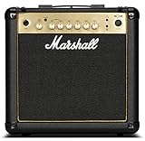 Marshall MG15GR Gitarren-Combo-Verstärker mit Reverb, Übungsverstärker geeignet für E-Gitarre – Schwarz und Gold