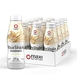 MaxiNutrition MaxShake Protein Milchshake Vanille, 12x 330ml, cremiger Eiweiß-Shake für unterwegs, 25g Protein, low fat & low carb, laktosefrei, ohne künstliche Aromen, Made in Germany