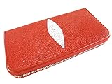 Pelgio Damen Clutch, echtes Stingray-Haut, Reißverschluss, Schwarz - Rot - Einheitsgröße