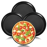 Onader Pizzablech 4er Set, ∅ 26cm Rund Pizzaform für Backen & Servieren, Edelstahl Pizza Backblech mit Antihaftbeschichtung, Ungiftig & Gesund, Langlebig & Leicht zu reinigen