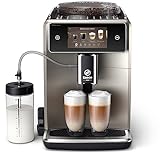 Philips Xelsis Deluxe Kaffeevollautomat – WLAN-Konnektivität, 22 Kaffeespezialitäten, Intuitives 5'-Touchdisplay, 8 Benutzerprofile, Keramikmahlwerk, 5 l, 28.7 x 48.7 x 39.6 cm, ‎Metall (SM8782/30)