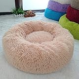 Wangle Hundebett, Donut-Hundebett, bequemes, rundes Hundebett, beruhigendes Hundebett aus Kunstfell, Haustierbett für mittelgroße und große Hunde, Bett für verbesserten Schlaf, rutschfeste Unterseite