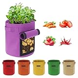 Kartoffel Pflanzsack 6 Stück 5 Gallonen Kartoffel Pflanzsack, 38 L Pflanztaschen mit Sichtbarer Klappe und Griffen, Mehrfarbig Garten Pflanzbeutel für Gemüse, Kartoffel, Tomaten (5 Gallone, 15 L)