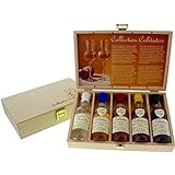 Calvados Collection - 5 rustikale Apfelbrand-Miniaturen in schöner Holzkiste als Geschenk-Idee für den Sommer