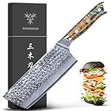 SANMUZUO 18 cm Nakiri Messer - Gemüsebeil Küchenmesser - japanisches Usuba Messer - Gehämmertem Damaststahl und Harz Griff - YAO Serie Damastmesser