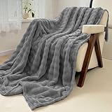 WONGS BEDDING Kuscheldecke Flauschig - Bubble Decke, Wolldecke & Fleecedecke, Sofadecke, Tagesdecke, Decken Weiche Warme für Zimmer Deko, Wohn- & Kuscheldecken, Tagesdecke, Dunkelgrau,150x200 cm