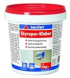 Baufan Styroporkleber - 1kg I Monatgekleber für Decken- & Isolierplatten, Zierprofile & Untertapeten I starkhaftender Styropor Kleber für innen