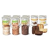 ration1 Probierpaket Brot und Kuchen, 8er Pack, 10 Jahre haltbar! 2x Roggenmischbrot, 2x Weißbrot, 2x Fitnessbrot, 1x Schokokuchen, 1x Zitronenkuchen. In der Dose gebacken, sofort verzehrbar