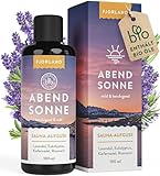 FJORLAND® Abendsonne Saunaaufguss Lavendel, Eukalyptus, Rosmarin, Kiefer 100 ml mit BIO Ölen - Natürlicher Saunaduft mit ätherischen Ölen - Sauna Aufgussmittel extra hochdosiert