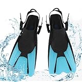 mizikuu Schnorchelflossen, Verstellbare Tauchflossen Kurze Gr.39-43 mit Tasche zum Umhängen Schwimmflossen Kinder Taucherflossen Erwachsene Leichte Reiseflossen zum Schwimmen Schnorcheln, Blau