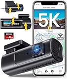 4K+2.5K Dashcam Auto Vorne Hinten mit 5GHz WiFi, 5K HDR 30fps/4K 60fps Dash Cam mit 64G SD-Karte, STARVIS Nachtsicht, 1,5' IPS-Bildschirm, GPS Auto Kamera, 24H Parküberwachung, 360° Drehbar. Max 512GB