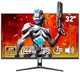 Gawfolk PC-Monitor IPS 32 Zoll, Gaming-Monitor 4K 144Hz, 1ms, FreeSync, 100%sRGB, 178 breiter Betrachtungswinkel, integrierter Lautsprecher, HDMI2.1, DisplayPort, kompatibel mit 75 x 75 mm