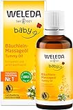 WELEDA Bio Baby Calendula Bäuchlein Massageöl - veganes Naturkosmetik Babyöl / Körperöl hilft Babys & Kindern bei Blähungen. Natürliche ätherische Öle fördert die Verdauung & entspannen (1x 50ml)