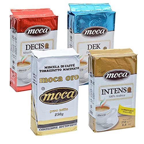 Caffè Moca Mix - Kaffee Gemahlene Kaffeemischung Mix Premium, Packung 4x250g