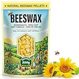 UNOTENA Bienenwachs Pastillen 200G/908G/2.2KG - Natürliches Gelbes Bienenwachs für Kerzenherstellung, Bienenwachs für Kosmetik und Hautpflege - Bienenwachs für DIY-Projekte(200G)