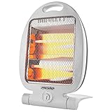 Mesko MS7710 Quarz Heizstrahler, Infrarotheizer 2 Heizstufen Niedrigem Verbrauch, Strahlungsheizung Infrarot 2 Halogenstrahler Lampe, Umkippschutz, Tragbare, 400 / 800W