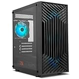 NOX XTREME PRODUCTS Infinity Epsilon - Mid-Tower M-ATX/ITX ARGB Rainbow, Front Mesh,Seitenteil aus gehärtetem Glas, 4 eingebaute Lüfter, Grafikkarten kompatibel bis 310mm, USB 3.0, Schwarz