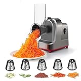 Elektrische Käsereibe Gemüsehobel - Elektrische Drehreibe Chopper Salat Maker mit 5 Edelstahltrommeln für Gurke, Karotte, Kartoffel, Nüsse