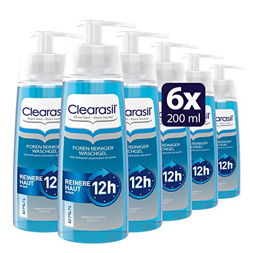 Clearasil Poren Reiniger Waschgel, Gegen Pickel und Hautunreinheiten, 6er Pack (6 x 200 ml)