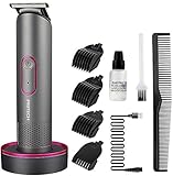 PRITECH Damen Haartrimmer, Wasserdichter Bikini-Trimmer für Nass- & Trockennutzung, Wiederaufladbarer Intimbereich-Trimmer für Frauen, Elektrorasierer mit Stand-Ladestation (Grau)