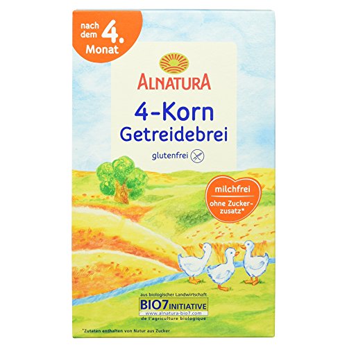 Alnatura Bio 4-Korn-Getreidebrei, glutenfrei, 6er Pack (6 x 250 g)