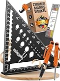 Zimmermannswinkel 180mm – Präzises Anschlagwinkel Set mit Tieflochmarker, Exakter 90 Grad Tischlerwinkel als Werkzeug für Holzbearbeitung, Metall & mehr, Geschenk für Zimmerer, Schreiner & Heimwerker