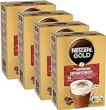 NESCAFÉ GOLD Typ Cappuccino Entkoffeiniert, Getränkepulver-Sticks aus entkoffeiniertem löslichem Bohnenkaffee, koffeinfrei, 4er Pack (4 x 10 Getränkepulver-Sticks à 12,5g)