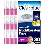 Clearblue Kinderwunsch Ovulationstest Kit Digital, 30 Tests + 1 digitale Testhalterung, Fruchtbarkeitstest für Frauen / Eisprung, nachweislich schneller schwanger werden