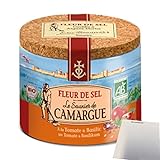 La Saunier de Camargue Fleur de Sel mit Tomate Basilikum Bio (1x125g Packung) + usy Block