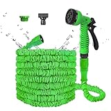 Flexibel Gartenschlauch 15M/50FT Gartenschlauch Wasserschlauch mit 7 Funktionen Brause erweiterbarer Schlauch Flexibler Rasen/Haustier/Autowäsche (15M/50FT)