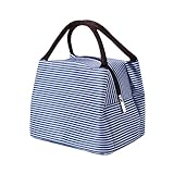 TUDUZ Picknicktasche aus Stoff, Aluminiumfolie, gestreift, Lunchbox-Tasche, Bento-Handtasche Brotdose Kinder Mit Fächern Name (Blue, One Size)
