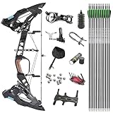 SHARROW Bogenschießen Compoundbogenset Stahl Ball Doppelzweck Rolle Compoundbogen 21.5-60LBs Einstellbar Jagdbogen Compound Bogen und Pfeil für Erwachsene im Freien Bogenjagd (Typ 2)