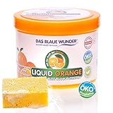 Das Blaue Wunder Liquid Orange PUTZSTEIN Blitz Blank 500 g | Reinigungsstein für Haushalt, Garten und Auto | säure- und phosphatfrei | löst Fett, Schmutz | inkl. Schwamm