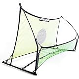 QUICKPLAY TEKKERS TRAINER Fußball-Rebounder, 1,8 x 1,2 m Spot & 2 x 0,5 m Bodenpassnetze, legierter Stahl, Fiberglas, Schwarz, Grün, tragbar