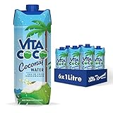 Vita Coco Pures Kokoswasser 6x1L, natürlich hydrierend mit Elektrolyten, glutenfrei, voll mit Vitamin C & Potassium