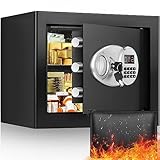 25L Tresor Feuerfest Safe mit LED-Anzeige, Digitaler Tresor Klein mit Feuerfeste Tasche und Herausnehmbarer Ablage, Wandtresor Möbeltresor für Schmuck Bargeld Medikamente Dokumente