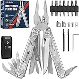 BIBURY Multitools, Multi Tool faltbare Zange mit verbesserter Schere und Schraubendreher, Edelstahl mit Nylontasche, ideal für Outdoor, Wandern Geschenk für Papa Männer Weihnachtsgeschenke