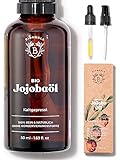 Bionoble Jojobaöl Bio 50ml - 100% Rein, Natürlich und Kaltgepresst - Gesicht, Körper, Haare, Bart, Nägel - Vegan und Cruelty Free - Jojoba Oil - Glasflasche + Pipette + Pumpe