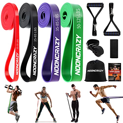 nooncrazy Resistance Bands, 4 Verschiedene Ebenen Widerstandsbänder mit Türanker und Handgriffen, Fitnessbänder für Kraftraining, Training, Physiotherapie, Yoga für Männer und Frauen