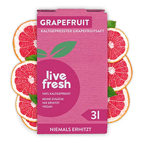 LiveFresh® Grapefruit Saftbox 3 Liter | Kaltgepresst | Aus 100% frischen Grapefruits I Keine Zusätze, kein Zucker