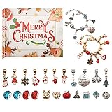 Adventskalender 2022 Öffnen Sie jeden Tag 24 Ornamente. Kompletter DIY-Armband-Weihnachts-Countdown-Kalender Adventskalender Badezusätze (Khaki, One Size)