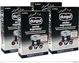 Quvido Pflegeset mit Reinigungsbürste 3mm Borsten und Spezial-Entkalker Durgol Swiss Espresso für Espresso- und Kaffeemaschinen aller Typen und Arten, 8x125ml Flaschen