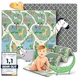 MAPALOU Krabbelmatte Spielmatte Baby & Kinder Faltbar & Schadstofffrei 180 x 200cm | Kinderzimmer Spielteppich Play Mat Babymatte Bodenmatte | Tragbar & Wasserdicht für Innen & Outdoor - Safari
