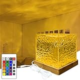 YATOSEEN Wasserwellen Lampe, 16 Farben Rotierende Dynamische Wellen Deckenprojektion Stimmungslicht Holzsockel mit Fernbedienung für Schlafzimmer/Party