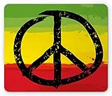 Rasta Mauspad von ambesonne, Grunge Stil Watercolor Design afrikanischen Flagge Farben Hippie Peace Zeichen, Standard Größe Rechteck rutschfeste Gummi Mousepad, schwarz grün gelb und rot