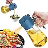 CXINYI Olivenölspenderflasche - 2 in 1 Ölspender und Ölsprüher - 700ml / 23oz Ölflasche mit feiner Nebeldüse - Ölsprüher für Kochen, Küche, Salat, Grill, Blau