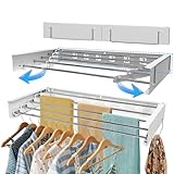 EOJDDPA Wandwäschetrockner Ausziehbar, Wäschetrockner Wand Ausziehbar, 31,5 Zoll, 110 Pfund Tragkraft, Wäscheständer Ausziehbar Wand, Bohrer für die Organisation im Innen- und Außenbereich (80CM)