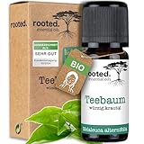 rooted.® BIO Teebaumöl [100% NATURREIN] – Gesicht- und Hautpflege - Tea Tree Oil – Ätherisches Öl Gegen Pickel, Akne, unreine Haut, Nagel Aromatherapie, Duftlampe