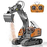 SJYN Ferngesteuerter Bagger für Kinder, Rc-Bagger mit Metallschaufel und 680° Drehung, Hydraulischer Baggers mit Lichtern und Toneffekte, Spielzeug für Jungen im Alter von 4–12 Jahren Geburtstag